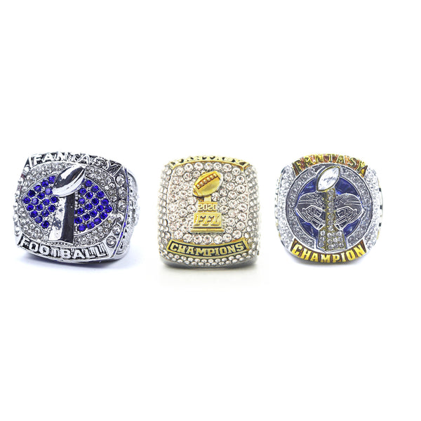 3 set and box  FFL Fantasy Football Championship Rings 2020 2021 2022