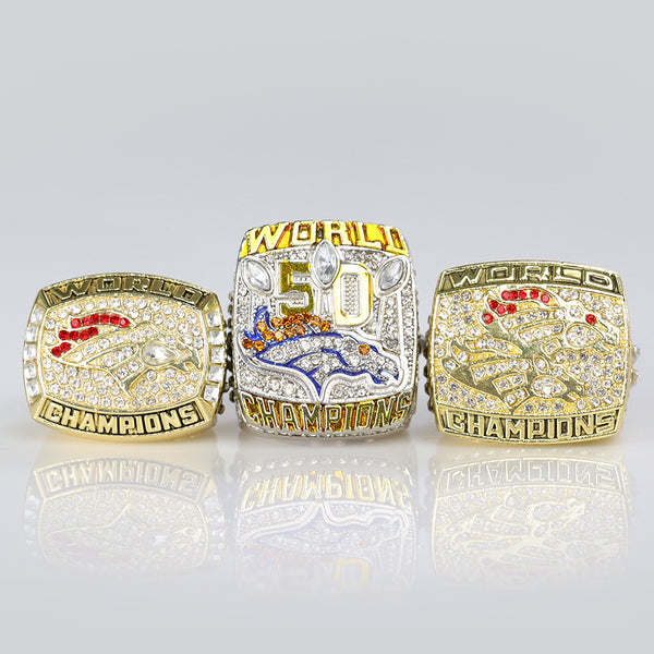 Mustang Champion 1997 1998 2015 NFL Denver Broncos Mustang Champion Ring Set