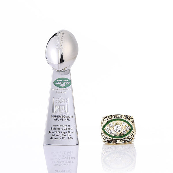 NFL 1968 New York Jet Super Bowl Champion Ring Trophy