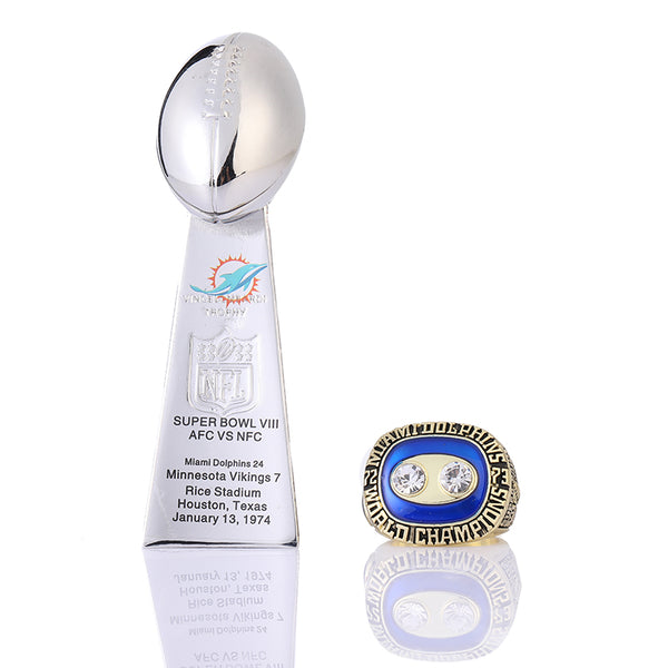 1973 Miami Dolphin NFL Championship Ring Trophy