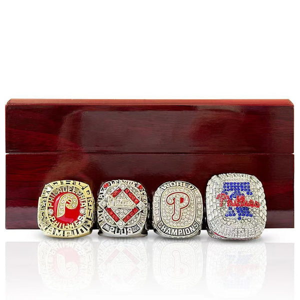MLB 2023 1980, 2008, 2009 Philadelphia Phillies People's Foldable Championship Ring Baseball 4-Piece Set