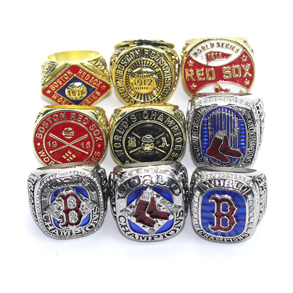 MLB Boston Red Sox Baseball Championship Ring 9 Piece Set Wooden Box