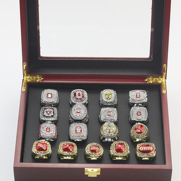 17 NCAA Ohio Buckeye University Champion Ring Set Boxed United States, Canada, Switzerland, Brazil, where to sell championship rings, custom, wholesale, procurement, wholesaler manufacturers