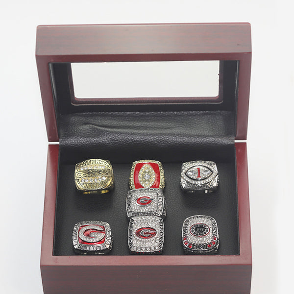 7 University of Georgia Bulldog rings NCAA championship rings