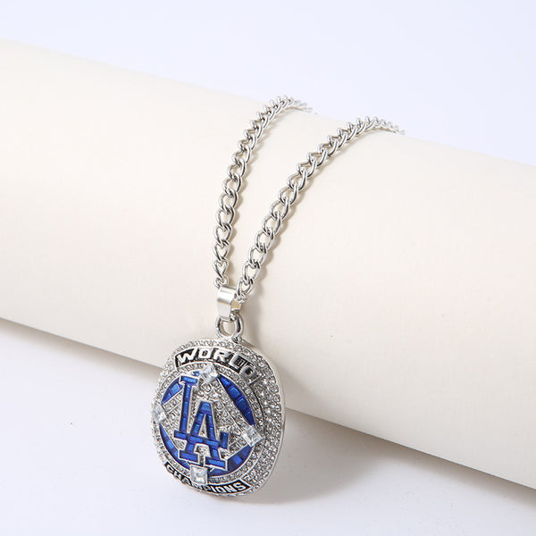 2020 MLB Los Angeles Dodge World Series Champion Necklace with Diamond Pendant