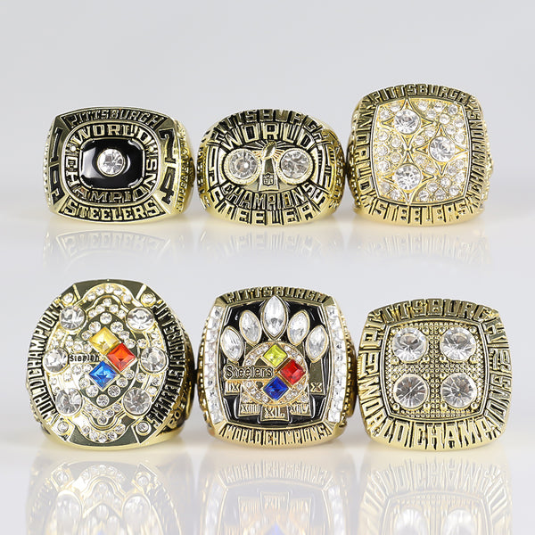 NFL1974 1975, 1978, 1979, 2005, Pittsburgh Steelers Super Bowl Champion Ring 5set Available in both gold and silver colors