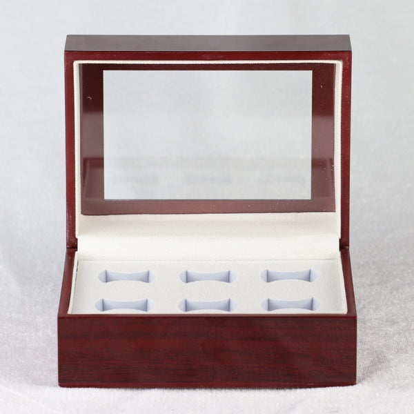 6 holes  Solid wood high-end redwood color league championship ring box wholesale and retail High quality wooden championship ring box