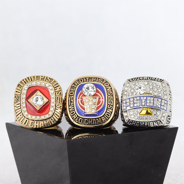 3 set  1989 1990.2004 'detroit 'pistons championship ring with box champion rings