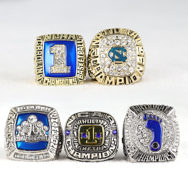 North Carolina Tar Heels men's basketball team championship ring and box 5set 2005 2009 2017 1993 1982
