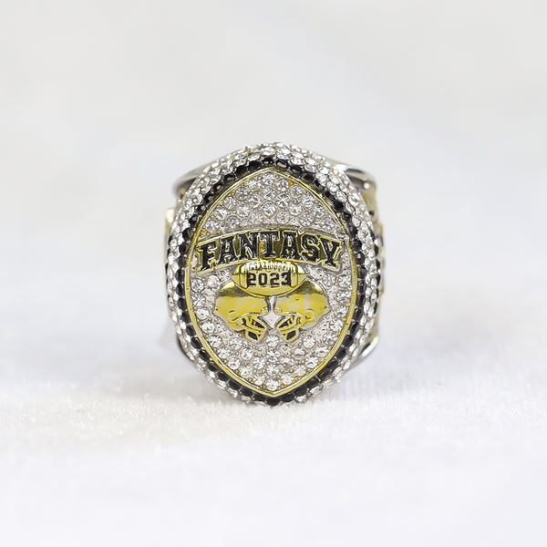 2023 Massive Fantasy Football Championship Trophy Ring | Gold Silver Tone Plated Award for Fantasy Football League Winner