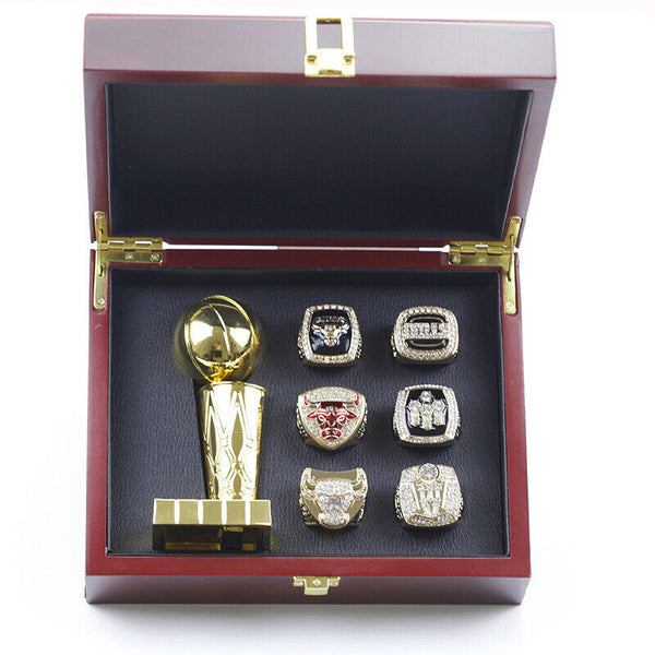 NBA Chicago Bulls Jordan Championship Ring Set Fan Souvenir Ring Plus Trophy